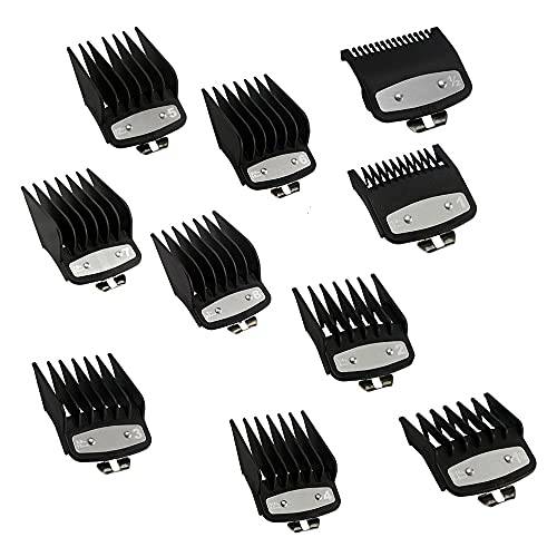 Clipper Guards, 10PCS Professional Hair Clipper Combs Guides Black Versatile Premium Cutting Guide Comb Fits All Full Size Wahl Clippers