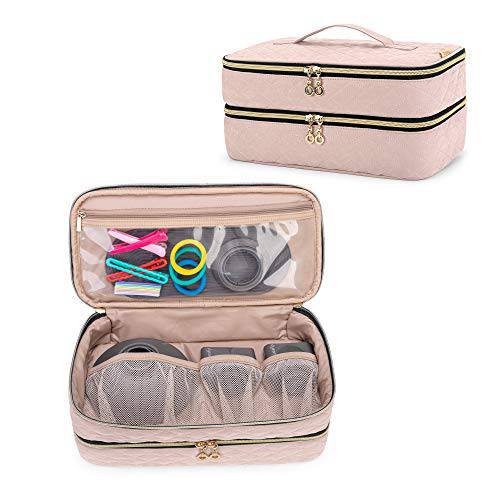 Teamoy Double-Layer Travel Organizer Bag Compatible with Dyson Supersonic Hair Dryer, Portable Travel Storage Bag for Hair Dryer and Attachments, Misty Rose(BAG ONLY)