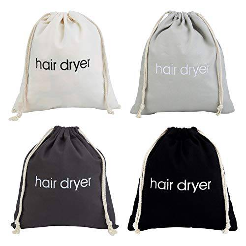 4 Pack Hair Dryer Bags Drawstring Storage Organizer Travel Bag Container Hairdryer Bag for Traveling, 4 Color (Multi)