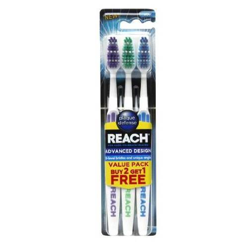 Reach Advanced Design Soft Value Pack Adult Toothbrushes, 3 Count