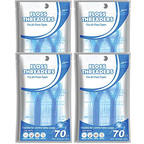 Dental Floss Threaders 4 Packs of 70 (280 Threaders)