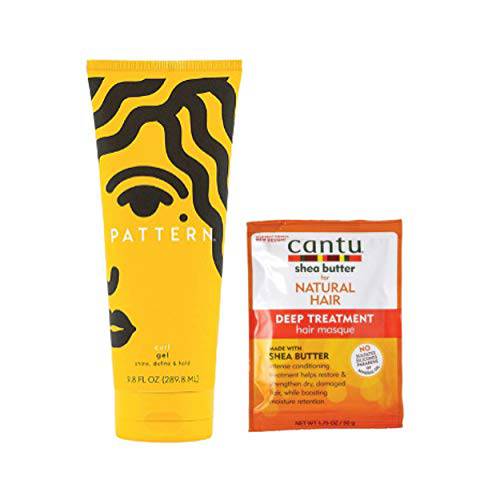 Pattern Curl Gel 9.8 Oz Infused With Aloe Vera, Coconut Oil and Cacay Oil Shine, Define And Hold Hair Gel For Curlies, Coilies & Tight Textures Comes with Cantu Hair Sample