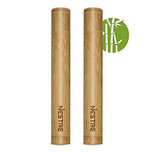 2 Pack Bamboo Toothbrush Case - Reusable Bamboo Toothbrush Holder Toothbrush Travel Case,Wooden Natural Eco Friendly Toothbrush Travel Cover .