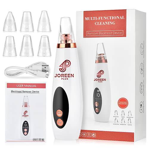 Blackhead Remover Pore Vacuum - JOREEN PLUS (UPDATED) Electric Blackhead Removal Tool Acne Extractor Facial Cleaner Suction Tools Kit for Women, Men USB Rechargeable LED Display with 6 Suction Probes.