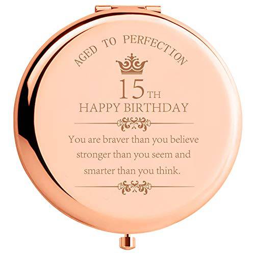15 Year Old Girls Gifts for Birthday You are Braver Than You Believe Strong Than You Seem Inspirational Unique 15th Birthday Gift Ideas for Teen Girl Makeup Compact Mirror for Daughter Sister Niece