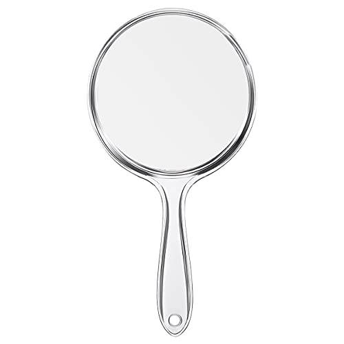 Beautytang Double-Sided Handheld Mirror 1X 3X Acrylic Round Shape Makeup Mirror Magnifying Mirror Travel Home Handheld Mirror,Clear