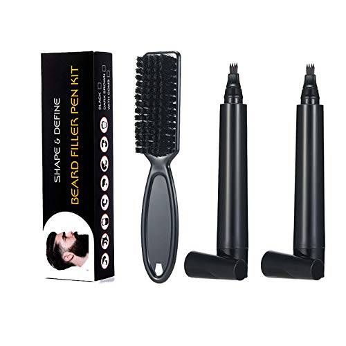 Tianwei Black Beard Pencil Filler Kit for Men Beard filling pen set with Brush Water Proof Long Lasting Coverage for Beard as Gift(Black)),XX-Large