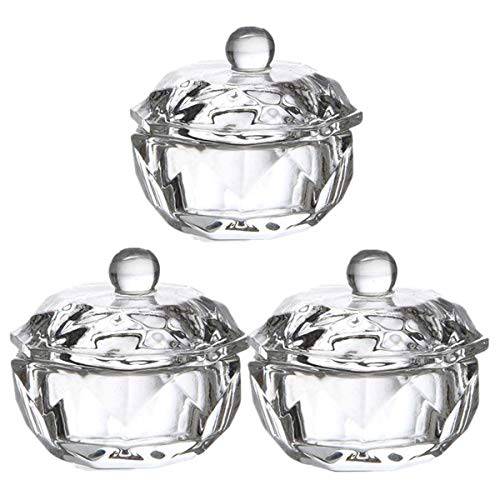 3 Pieces Acrylic Dappen Dish with Lid, Glass Holder Nail Dapping Dish for Liquid and Powder