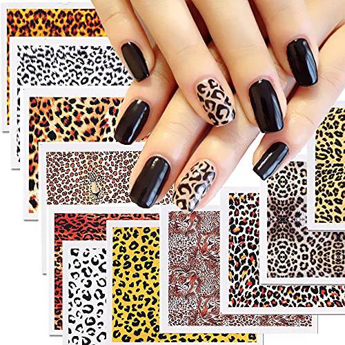 XMMXNBJ Leopard Print Design Nail Art Water Transfer Stickers,Leopard Design Nail Decals,Nail Full Tattoo Warps Slider Manicure Decoration,DIY Decoration for Women and Girls,10 Sheets