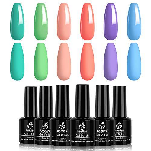 Beetles Gel Nail Polish Set, Dusty Bouquet Collection Classic Blue Pink Mavue Nail Gel Polish Perfect for Autumn and Winter Nail Art Manicure Kit Soak Off LED Gel