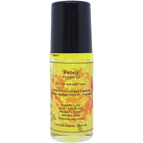 Eclectic Lady Peony Perfume Oil, Large - Organic Jojoba Oil, Roll On, 1 oz