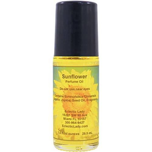 Eclectic Lady Sunflower Perfume Oil, Large - Organic Jojoba Oil, Roll On, 1 oz