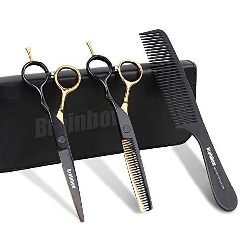 Brainbow Hair Cutting Shears Set 6’’ Professional Stainless Steel 440C Hair Salon Scissors for Stylist Scissors with Case
