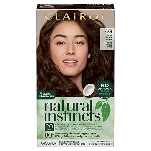 Clairol Natural Instincts Demi-Permanent Hair Dye, 4G Dark Golden Brown Hair Color, Pack of 1