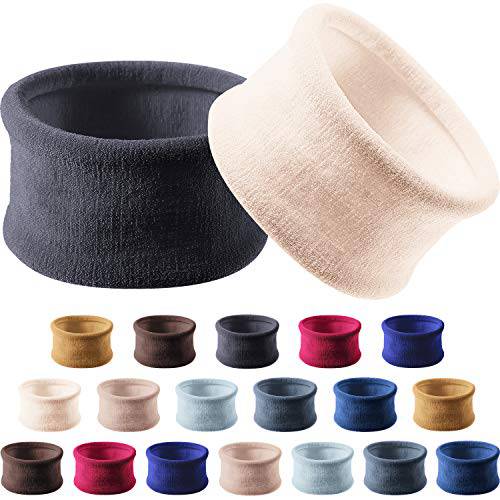 20 Pieces Large Cotton Stretch Hair Ties Bands Rope Ponytail Holders Headband for Thick Heavy or Curly Hair, 6.5 cm in Diameter (Neutral Colors)