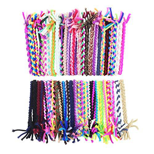 Braided Elastic Hair Ties Hair Ropes Rubber Bands Ponytail Holder Thick Thin Hair Scrunchies Accessories for Women Girls (Random Color) Pack of 100