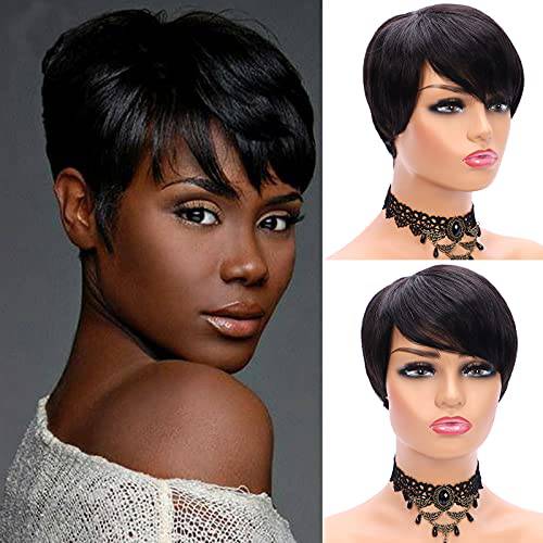 Short Wigs for Black Women,Short Human Hair Wigs Brazilian Hair 150% Density,Pixie Cut Wigs for Black Women,Short Human Hair Wigs for Black Women,Short Wig Pixie Cut Wig(1B)