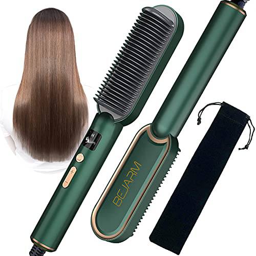 Double Ionic Hair Straightener Brush, BEJARM Enhanced Anti-Scald Electric Straightening Brush, MCH Hot Hair Brush 30s Fast Heat-up