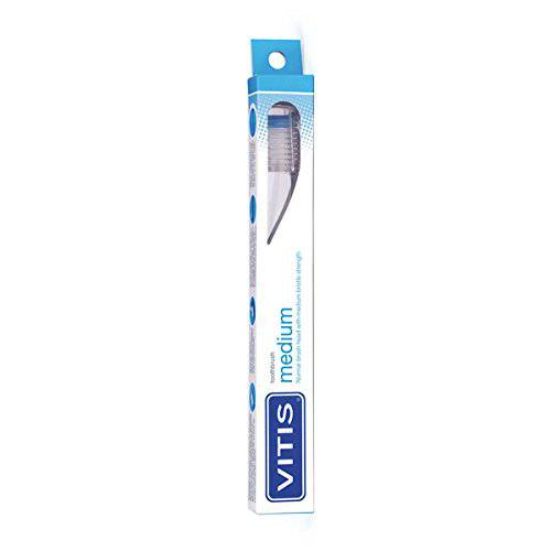 VITIS - Medium Toothbrush - Manual - Recyclable Handle - Daily use - 1 Unit of Random Colours