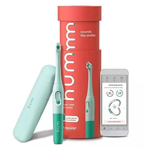 hum by Colgate Smart Battery Toothbrush Kit, Sonic Toothbrush with Travel Case (Teal)