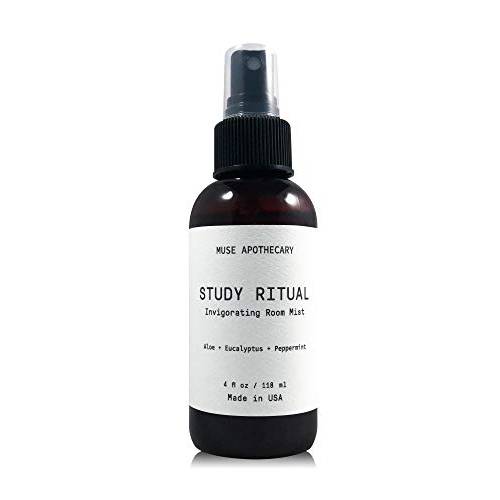 Muse Bath Apothecary Study Ritual - Aromatic and Invigorating Room Mist, 4 oz, Infused with Natural Essential Oils - Aloe + Eucalyptus + Peppermint