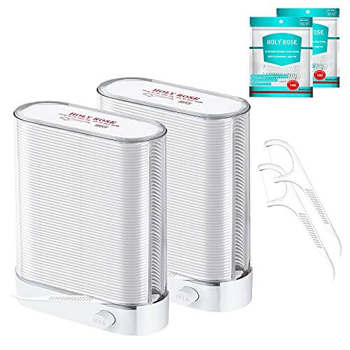 Dental Floss Picks Dispenser 2 Boxs White,Adult Floss Sticks Organizer,with 176 Flosser Dental Pick,Flossers Toothpicks Container Sealed Storage Neat,More hygienic.
