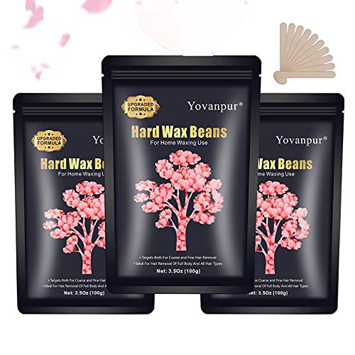 Wax Beads for Hair Removal, Yovanpur (300g/10.5oz) Hard Wax Beads For Sensetive Skin, At Home Waxing Beads For Painless Hair Removal, Natural Body Wax Beans For Facial, Eyebrow, Legs, Bikini, Armpit, Back and Chest Brazilian Waxing, Wax Beans for Women Men, Waxing Beads ( Rose ) with 10pcs Wax Spatulas Perfect For Any Wax Warmer