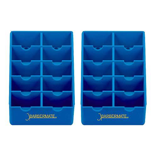 2 Pack BarberMate Blade Rack Storage Tray - Holds 10 Clipper Blades (Blue)