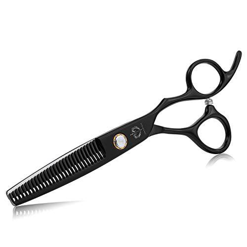 Professional Hair Thinning Scissors Japanese Stainless Steel Texturizing Shears Barbers Hairdressing Scissors for Men and Women (Black)