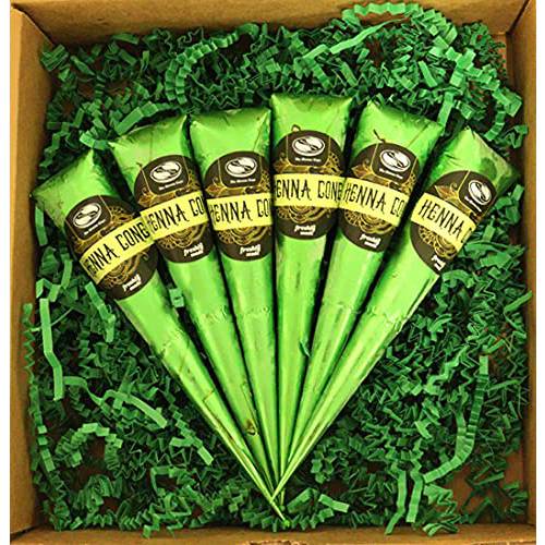 The Henna Guys 100% Natural Ready to Use Henna Cones Paste Hair Dye - Perfect for Spot hair coloring (6 Pack)