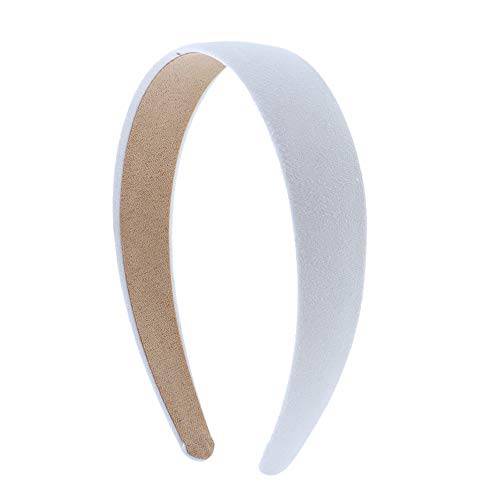 Motique Accessories 1 Inch Wide Suede Like Headband Solid Hair band for Women and Girls (White)