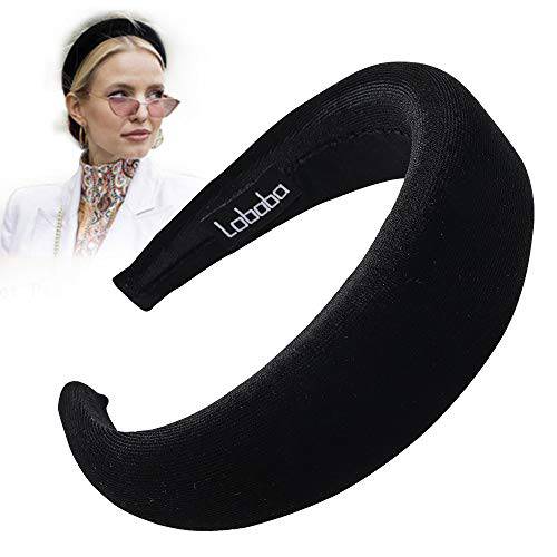 Headbands for Women Head Bands - Hair Accessories Velvet Padded Cute Beauty Fashion Hairbands Girls Vintage Head Hair Bands Boho Wide Band (Black)