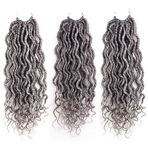 6 Packs Goddess Locs Crochet Hair 14 Inch Gray Wavy Curly Faux Locs Crochet Braids Synthetic Hair Extensions Dreadlocks Crochet Locs Braiding Hair Goddess Brainds Crochet Hair (14 (6 Packs), 51)