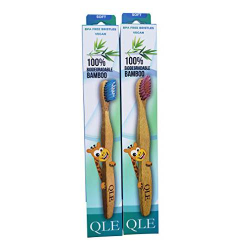 QLEnthusiast QLE Bamboo Toothbrush - Soft Bristles for Sensitive Gums and Teeth – Sustainable Alternative to Plastic Toothbrushes - Biodegradable, Compostable – Recyclable Packaging (4 - Family Pack)