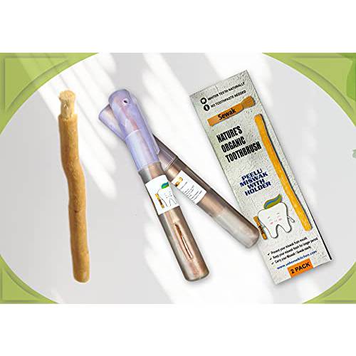 SEWAK Miswak Sticks for Teeth Natural Toothbrush | مسواك | Siwak Organic Wooden Tooth Brush Oral Teeth Whitener with Holder | Vacuum Sealed