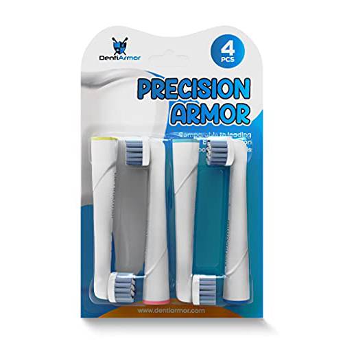 DentiArmor Precision Armor Toothbrush Heads – 4-Pcs Pack Electric Toothbrush Heads Compatible with Oral-B, Braun Toothbrush – Round Brush Head for Teeth Cleaning and Plaque Removal