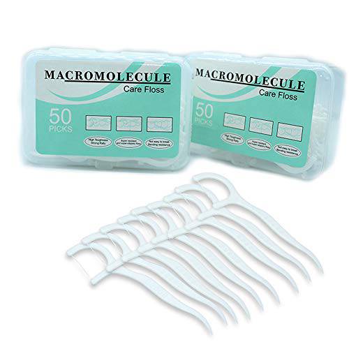 100Pcs/2 Boxes Disposable Dental Floss Picks with Portable Travel Cases Teeth Flossers Toothpicks Stick Oral Care Tools for Teeth Cleaning, White