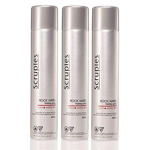 Scruples Rock Hard Finishing Spray - Extra Firm Hold - Maximum Control & Shine Lightweight Setting Spray - Long Lasting Hairstyle- For All Hair Types (Pack of 3)