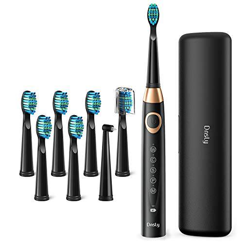 Dnsly Electric Toothbrush for Adults with 5 Modes Sonic Cleaning,Whitening Rechargeable Toothbrushes with 2-Min Smart Timer, 8 Brush Heads,1 Travel Case,Toothbrush 4 Hours Charge for 30 Days Use