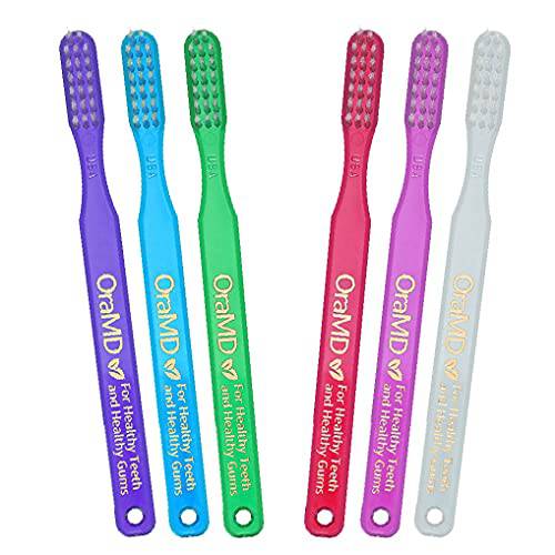 OraMD Toothbrush - Soft Bristles for Sensitive Teeth and Gums - Designed by Dr. Charles C. Bass - 6 Pack