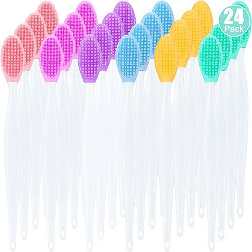 24 Pieces Double-Sided Silicone Exfoliating Lip Brush Brush Silicone Facial Scrubber Exfoliator Set Silicone Facial Cleaning Tool for DIY Facial Skin Care