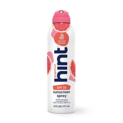 Hint Sunscreen Grapefruit, SPF 30, 6 Fl Oz, Oxybenzone Free, Paraben Free, Reef Safe Formula, Compressed Air Spray-on Sunscreen, Water Resistant, Grapefruit Scented