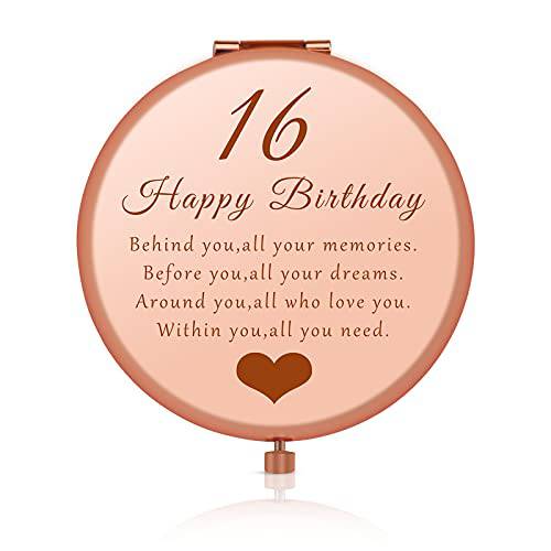 16th Birthday Gift Ideas for Girls, Sweet 16 Gifts for Girls, Happy 16th Birthday Present for Daughter Granddaughter Niece 16th Birthday Gift Ideas, Travel Mirror Compact Makeup Mirror for Her
