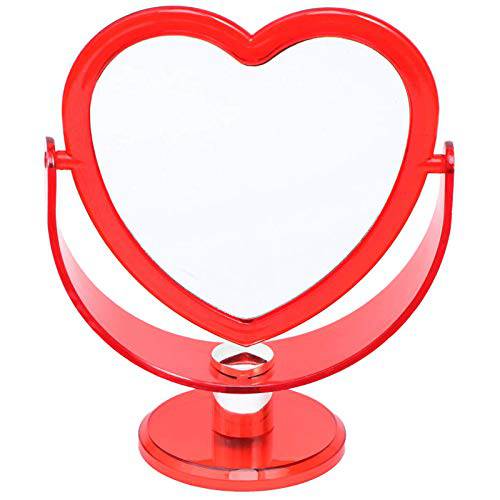 BinaryABC Tabletop Heart Shaped Makeup Mirror Cosmetic Mirror Bedroom Mirror Vanity Mirror,Valentines Day Gift Table Decorations Supplies(Red)
