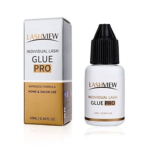 LASHVIEW Eyelash Extension Glue,DIY Individual Lash Glue,Sensitive for Self Application (10ml, Eyelash Extension Glue 10ml-Gentle-New Version)