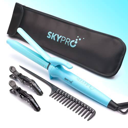 Dual Voltage Curling Iron for International Travel | One Inch Curling Iron for Fine Hair with Firm Easy-Clamp | Small Barrel Curling Iron for Curl-Resistant Hair by SKYPRO