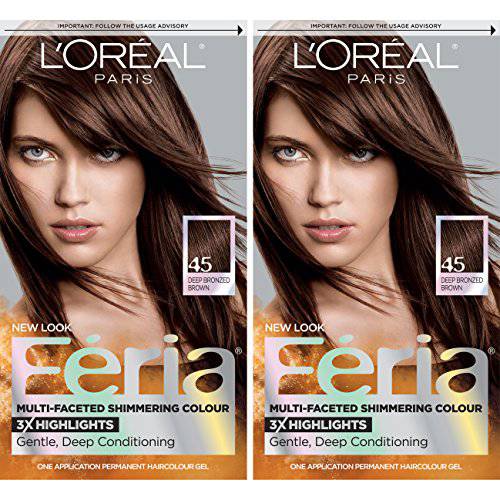 L’Oreal Paris Feria Multi-Faceted Shimmering Permanent Hair Color, French Roast, Pack of 2, Hair Dye
