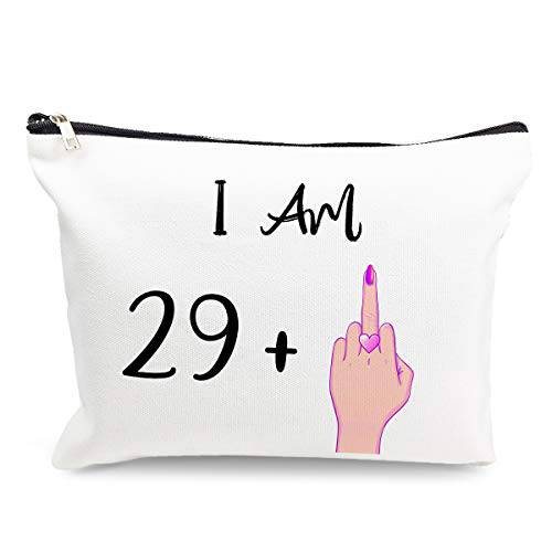 Makeup Cosmetic Bags for Women - I Am 29 - Funny Travel Bags Cotton Zipper Pouch Toiletry Make-Up Case 30th Birthday Gifts for Her Friends Bestie Sister Daughter Christmas