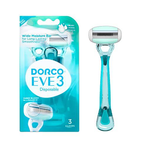 Dorco EVE 3 Women’s Disposable Razors Smooth Touch | Wide moisture bar, 3 Blades for smooth shave | Multipurpose Hair Remover | 1 pack (3 count)