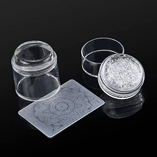 BEAUTYBIGBANG French Tip Nail Stamp Double-Head Clear Jelly Stamper and Scraper Transparant Crystal Nail art Silicone Stamping Tool Kit Professional Manicure (Transparant)